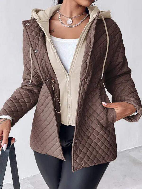 Women's Hooded Patchwork Sweatshirt Casual Cotton Coat Coats Tops