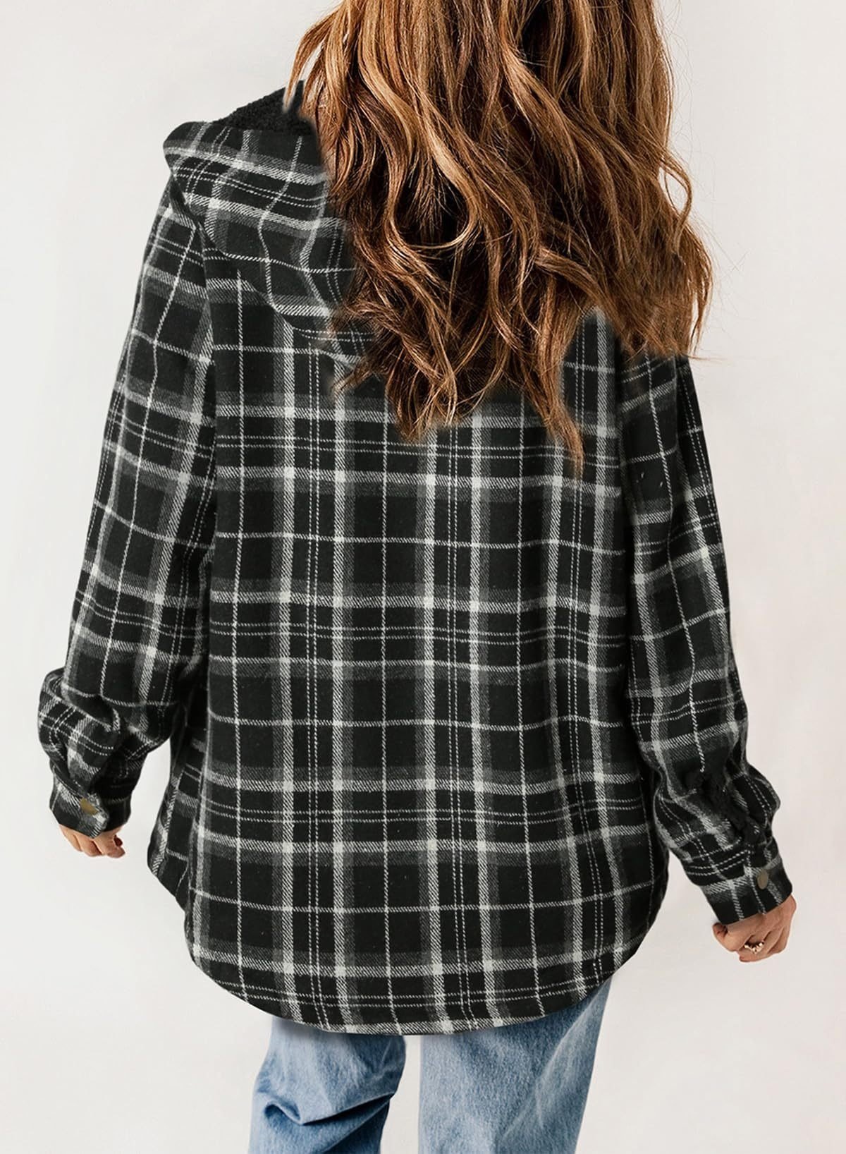 Thickened Flannel Plaid Jacket Coat With Hood