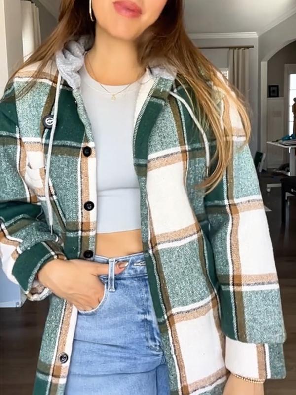 Women's Plaid Hoodies Set Two Piece Set