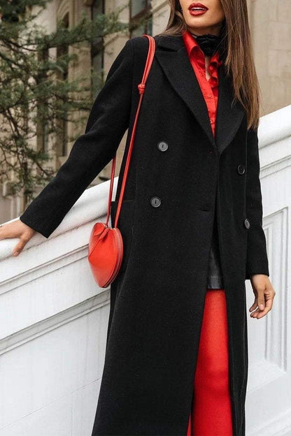 Women's Casual Lapel Long Trench Coat Coats Cotton Top