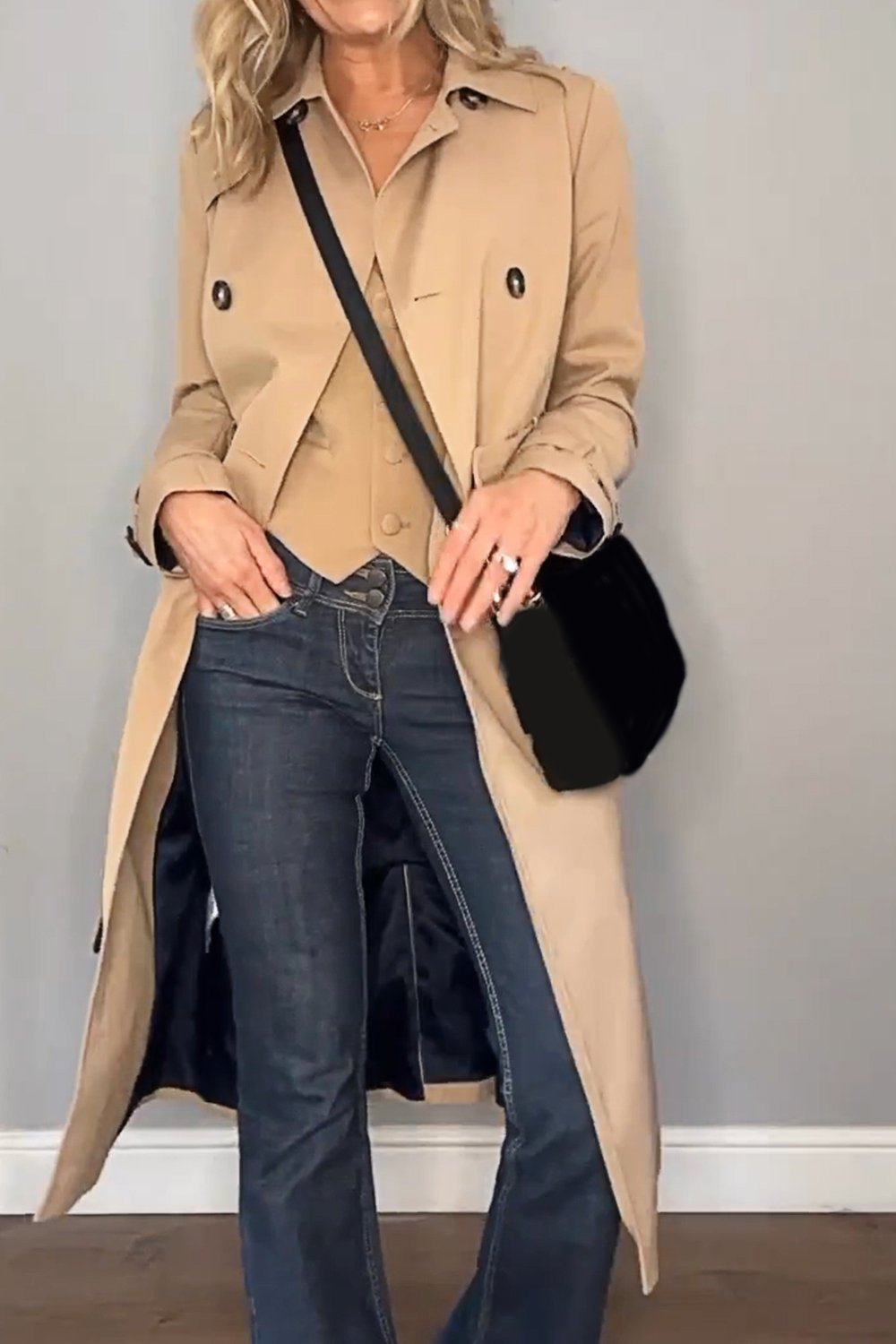 Women's Solid Color Casual Trench Coat Coats Top