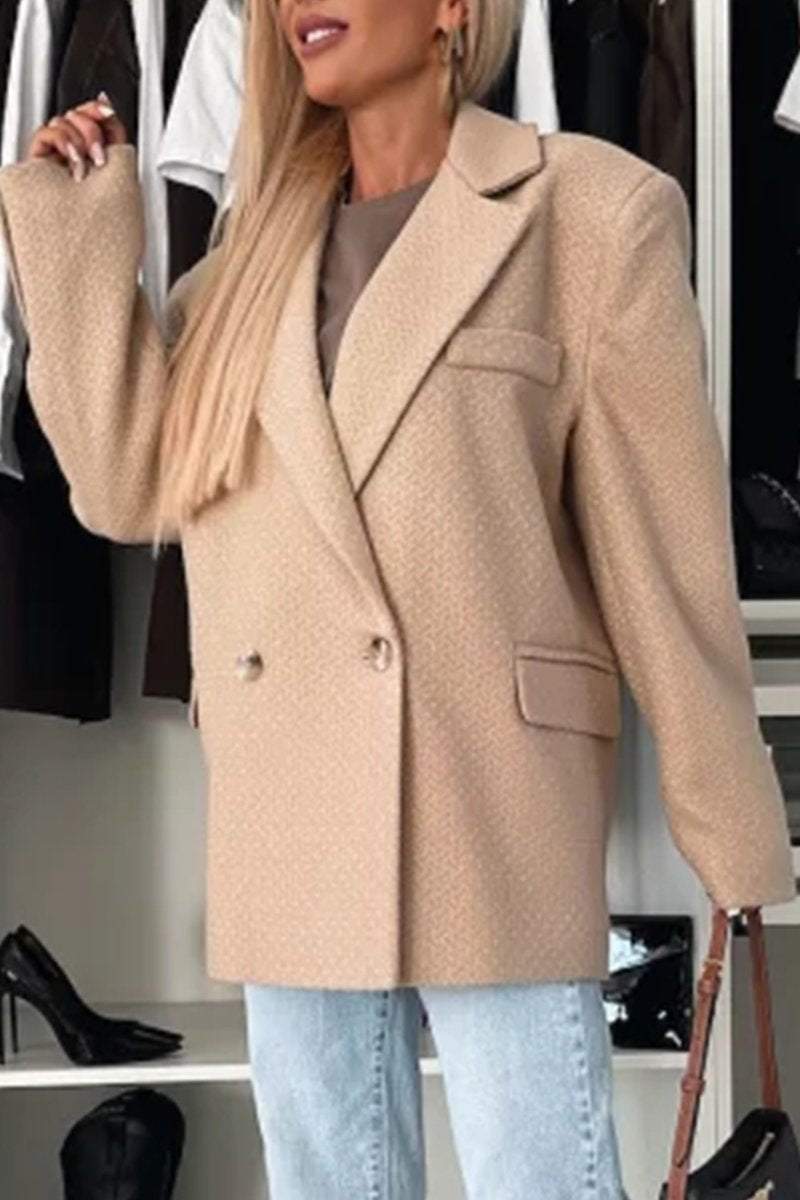 Women's Lapel Long Sleeve Solid Color Casual Jacket Coats Tops