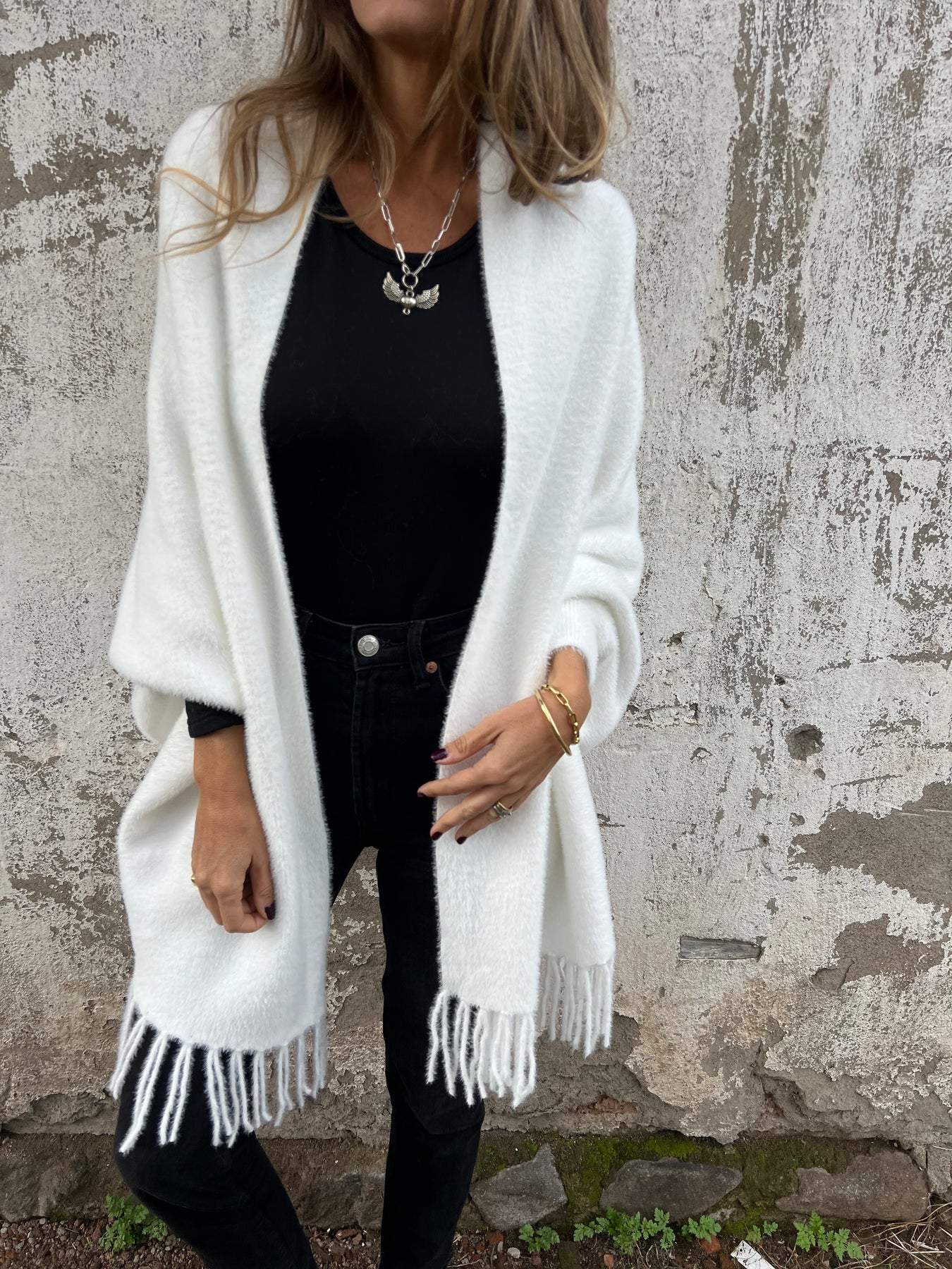 Women's Long Sleeve Casual Tassel Shawl Coat tops