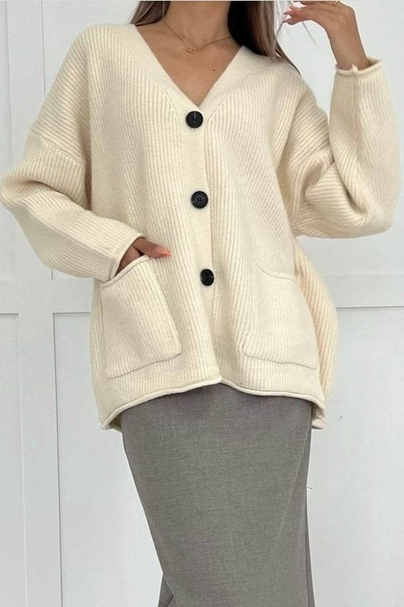 Women's Casual Solid Color Pocket Knitted Cardigan Cardigan Sweaters Tops