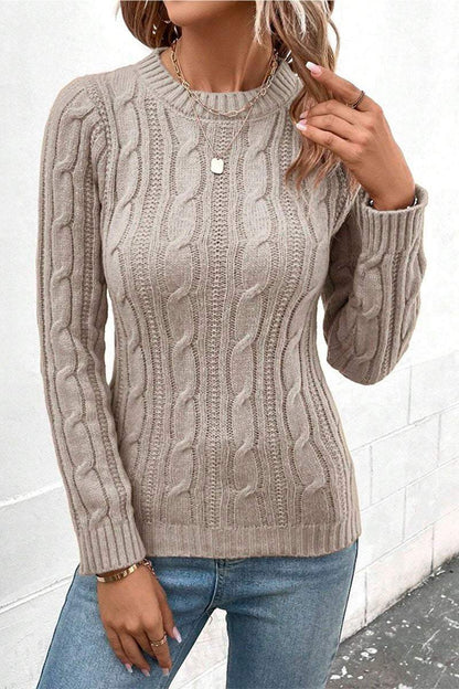 Women's Round Neck Solid Color Knitted Sweater sweaters Top