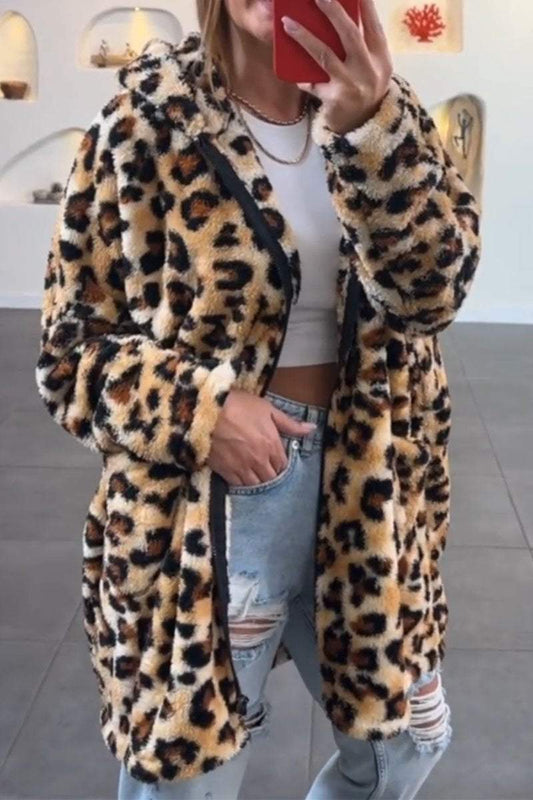 Women's Casual Leopard Print Long Sleeve Jacket Jacket Tops