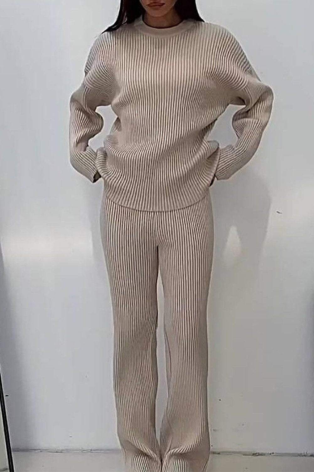 Women's Sweater Knitted Turtleneck Top & Pants Two-piece Set Pant sets Set