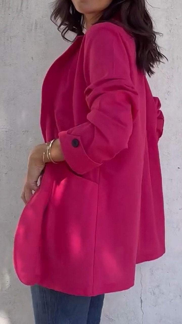 Women's Pink Cardigan Breasted Casual Top Coat coat