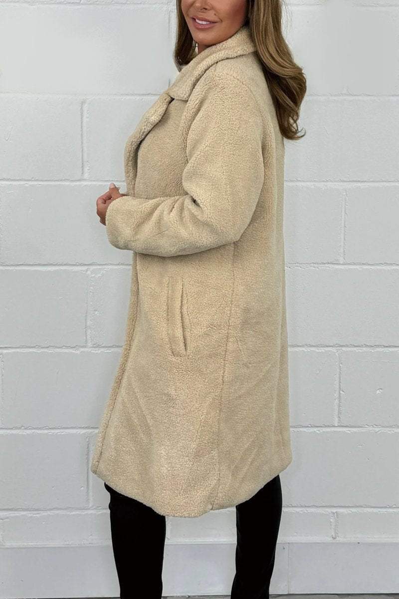 Women's solid color teddy coat Coats Overcoats Tops