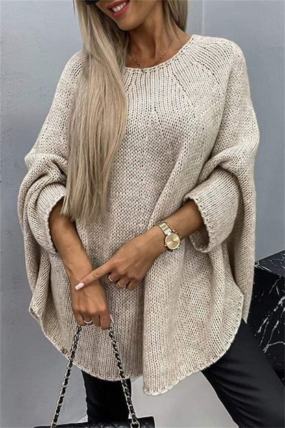 Women's Sweater Cape Poncho Style Fashion Knitted Shawl Sweater Coat tops