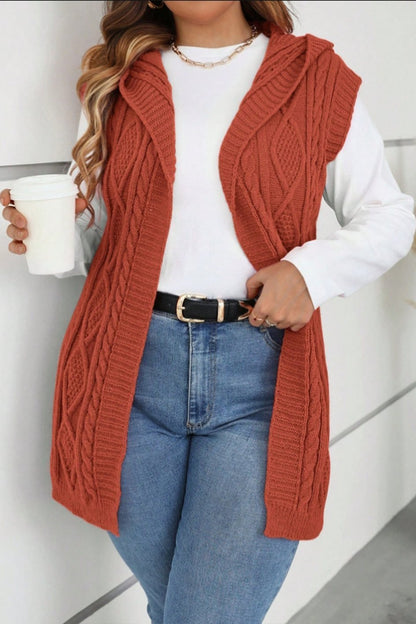 Women's casual sleeveless hooded knitted cardigan cardigans sweaters Top