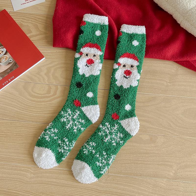 Women's Christmas Non-shedding thickened coral fleece stockings Socks