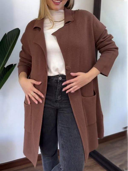 Women's Lapel Long-sleeved Knitted Casual Jacket Jacket