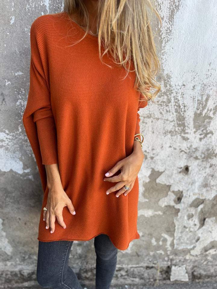 Round Neck Long Sleeve Knitted Top cotton Top