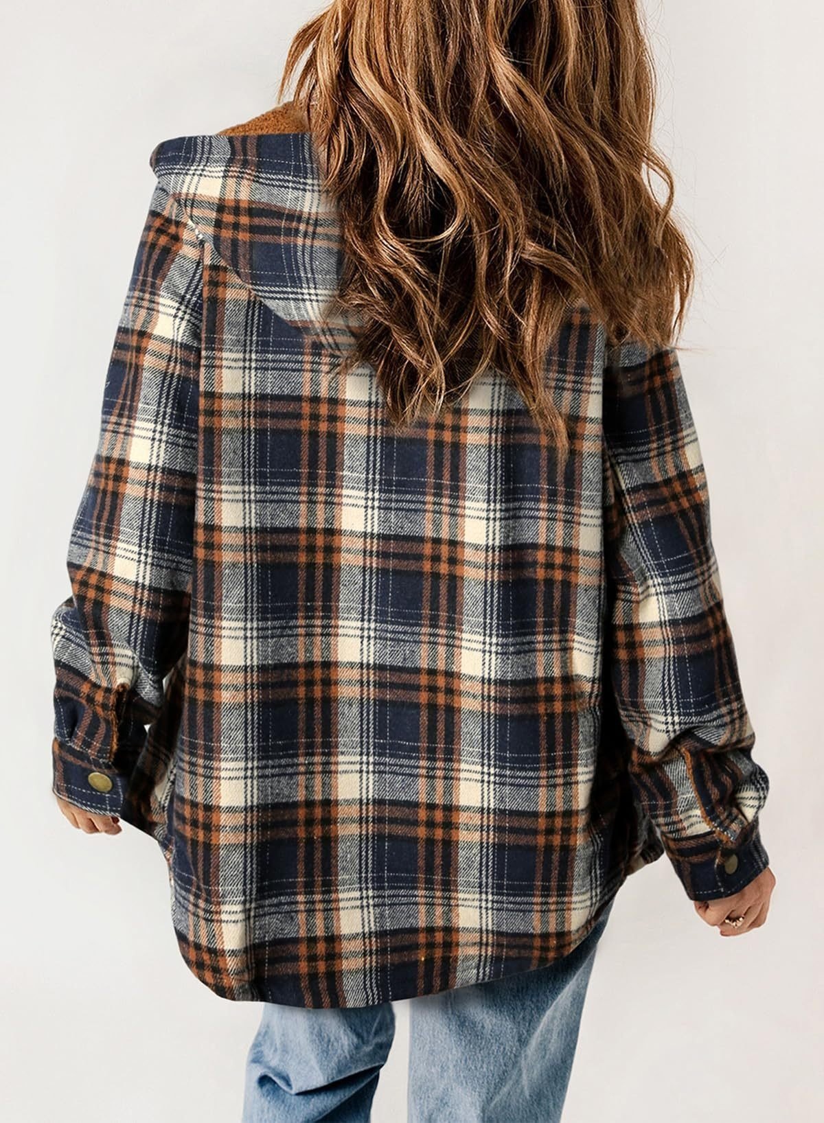 Thickened Flannel Plaid Jacket Coat With Hood