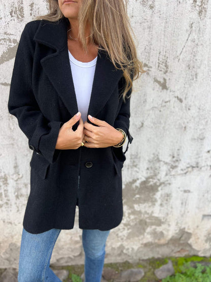 Women's Lapel Woolen Long Sleeve Coat tops