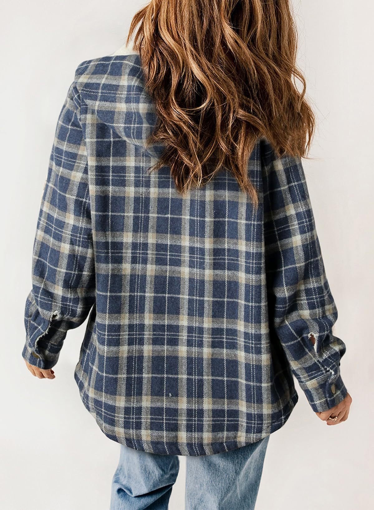 Thickened Flannel Plaid Jacket Coat With Hood