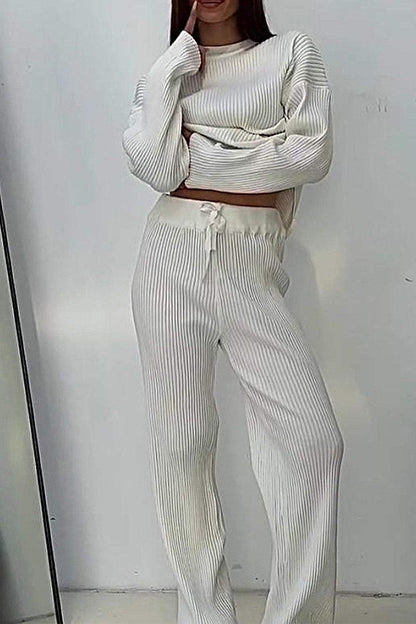 Women's Sweater Knitted Turtleneck Top & Pants Two-piece Set Pant sets Set