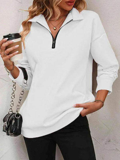 Women's Solid Color Polo Shirt Cardigan Tops