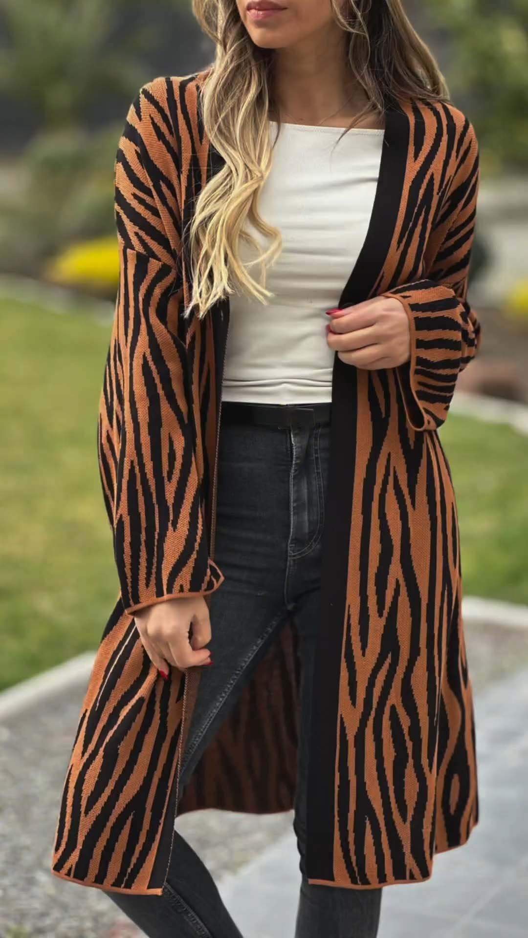 Women's Casual Zebra Print Autumn and Winter Jacket Jacket top