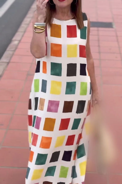 Women's Colorful Plaid Print Maxi Dress Dress