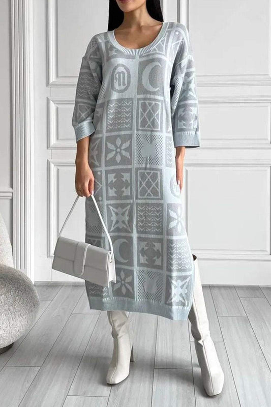 Women's Knitted Pattern Loose Dress