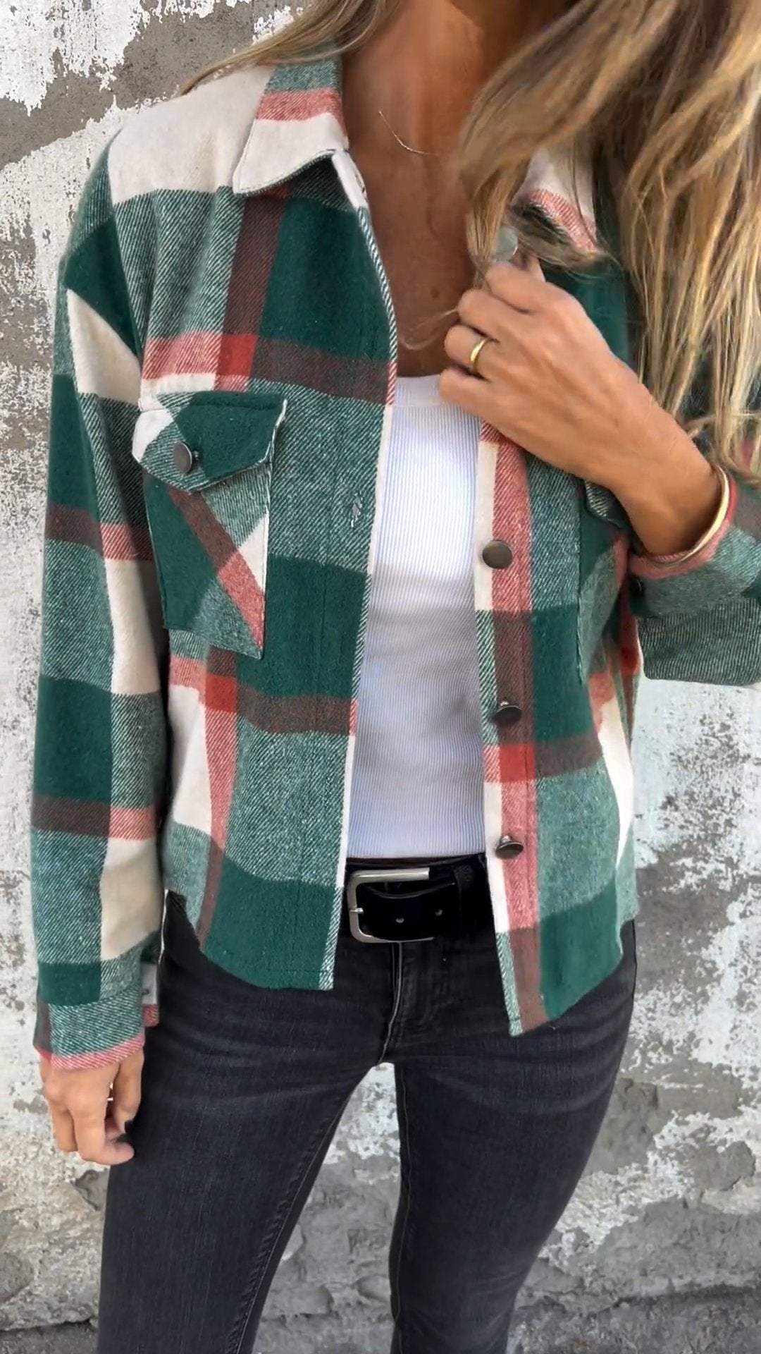 Casual Lapel Plaid Coat Coat cotton