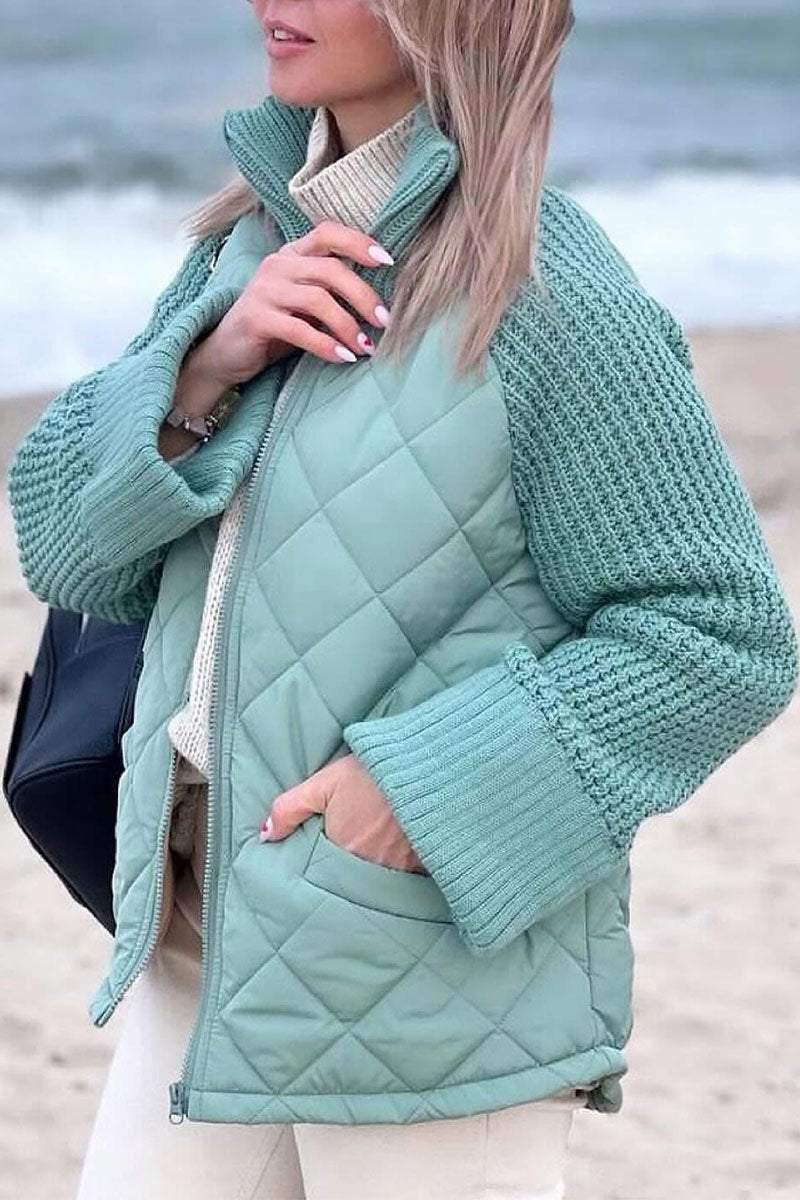 Knitted Patchwork Solid Color Casual Jacket Jacket Tops