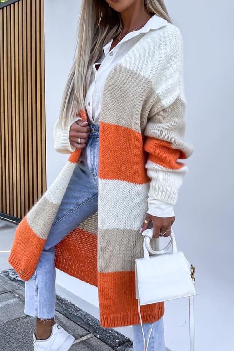 Casual Striped Sweater Coat Sweater Tops