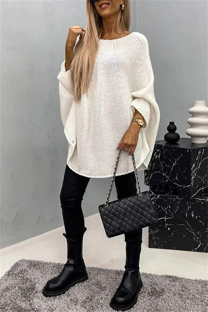 Women's Sweater Cape Poncho Style Fashion Knitted Shawl Sweater Coat tops