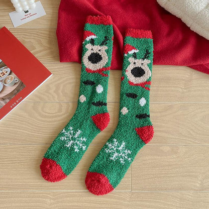 Women's Christmas Non-shedding thickened coral fleece stockings Socks