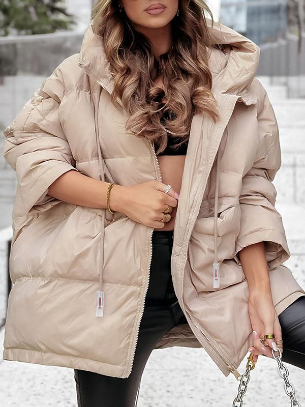 Women's Winter Multi-color All-in-one Hooded Solid Color Quilted Jacket Coats Tops