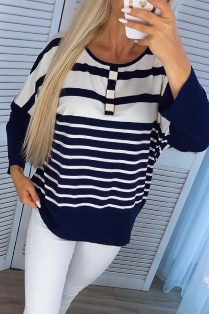 Women's Casual Striped Long Sleeve T-Shirt T-Shirt Top