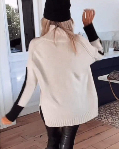 Women's Patchwork Contrast Sweater Top Sweater