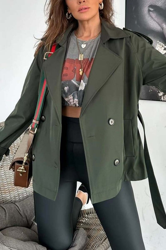 Women's Casual Loose Double Breasted Windbreaker Coats Tops Trench Coats