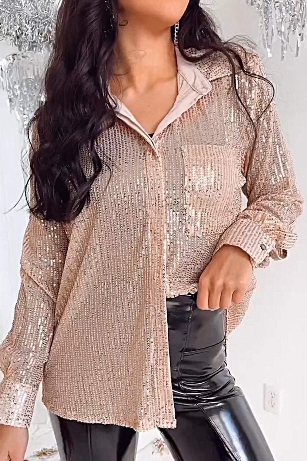 Women's Fashion Sequined Shirt Tops Shirt Tops