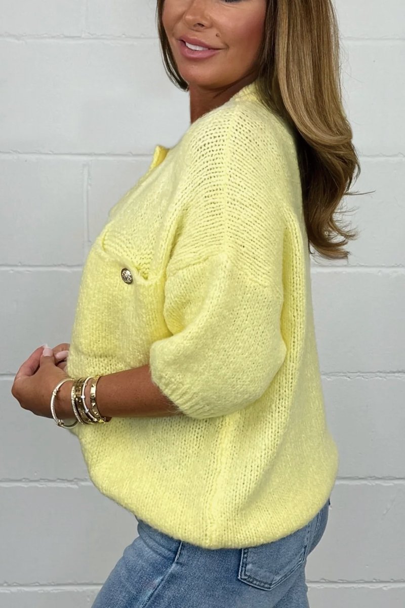 Women's Super Soft Chunky Knit Gold Button Cardigan Cardigans Sweaters Tops