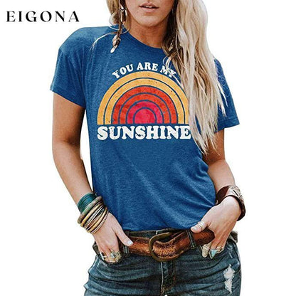 Womens You are My Sunshine T Shirt Blue __stock:200 clothes refund_fee:800 tops