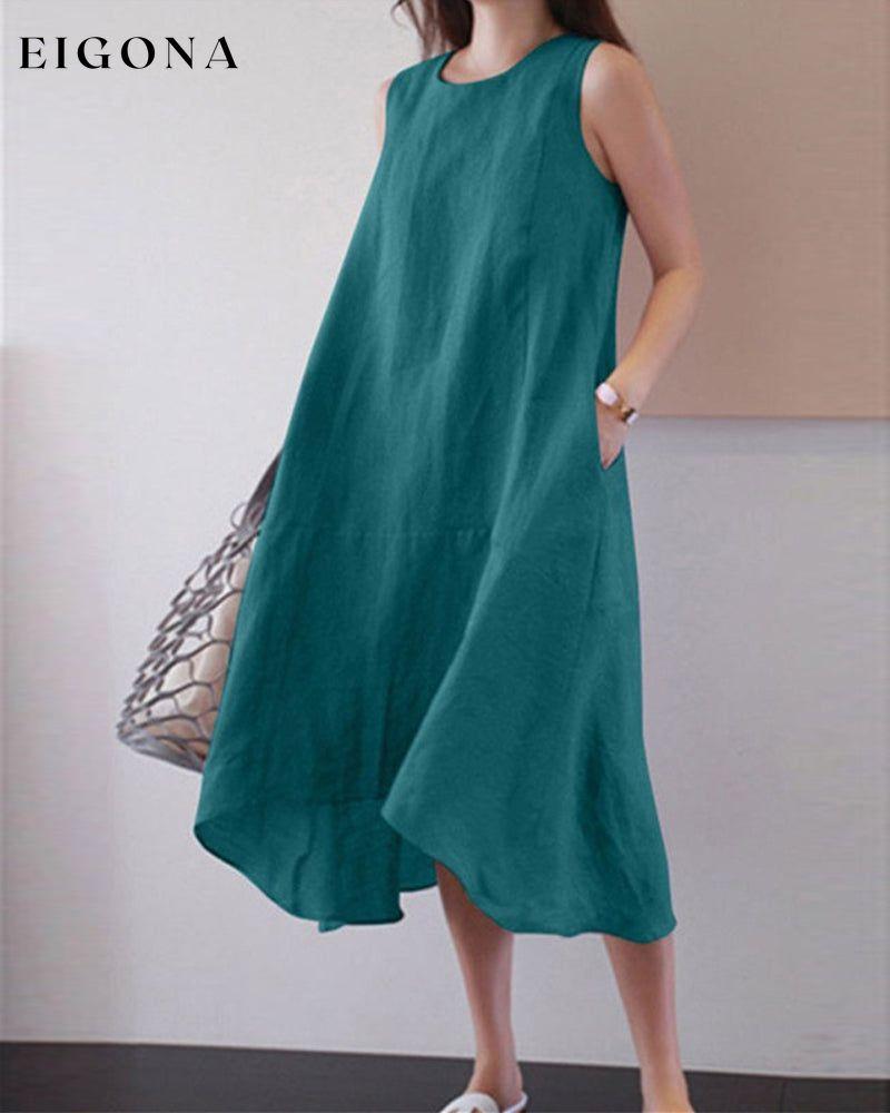 Cotton linen sleeveless solid color dress 23BF Casual Dresses Clothes Cotton and Linen Dresses Spring Summer