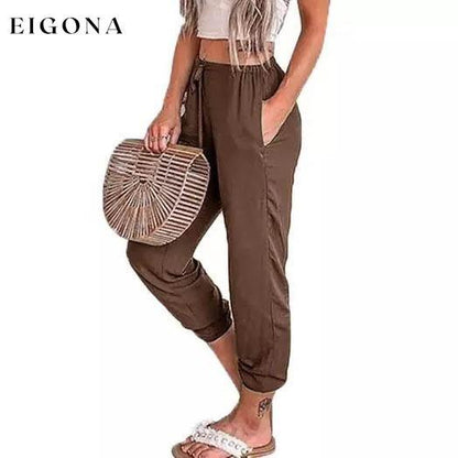 Women's Summer Pants Brown __stock:500 bottoms refund_fee:800 show-color-swatches
