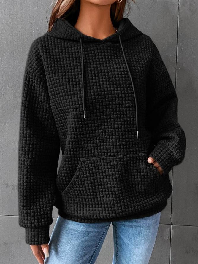 Plain Casual Hoodie Sweatshirt huafuge tops