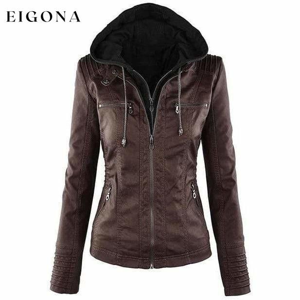 Casual Hooded Leather Jacket Coffee also bought Best Sellings cardigan cardigans clothes Plus Size tops Topseller