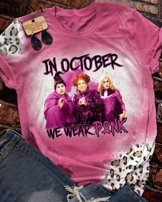 In October We Wear Pink T-shirt clothes Halloween Hocus Pocus SALE Short Sleeve Tops T-SHIRTS Tops/Blouses