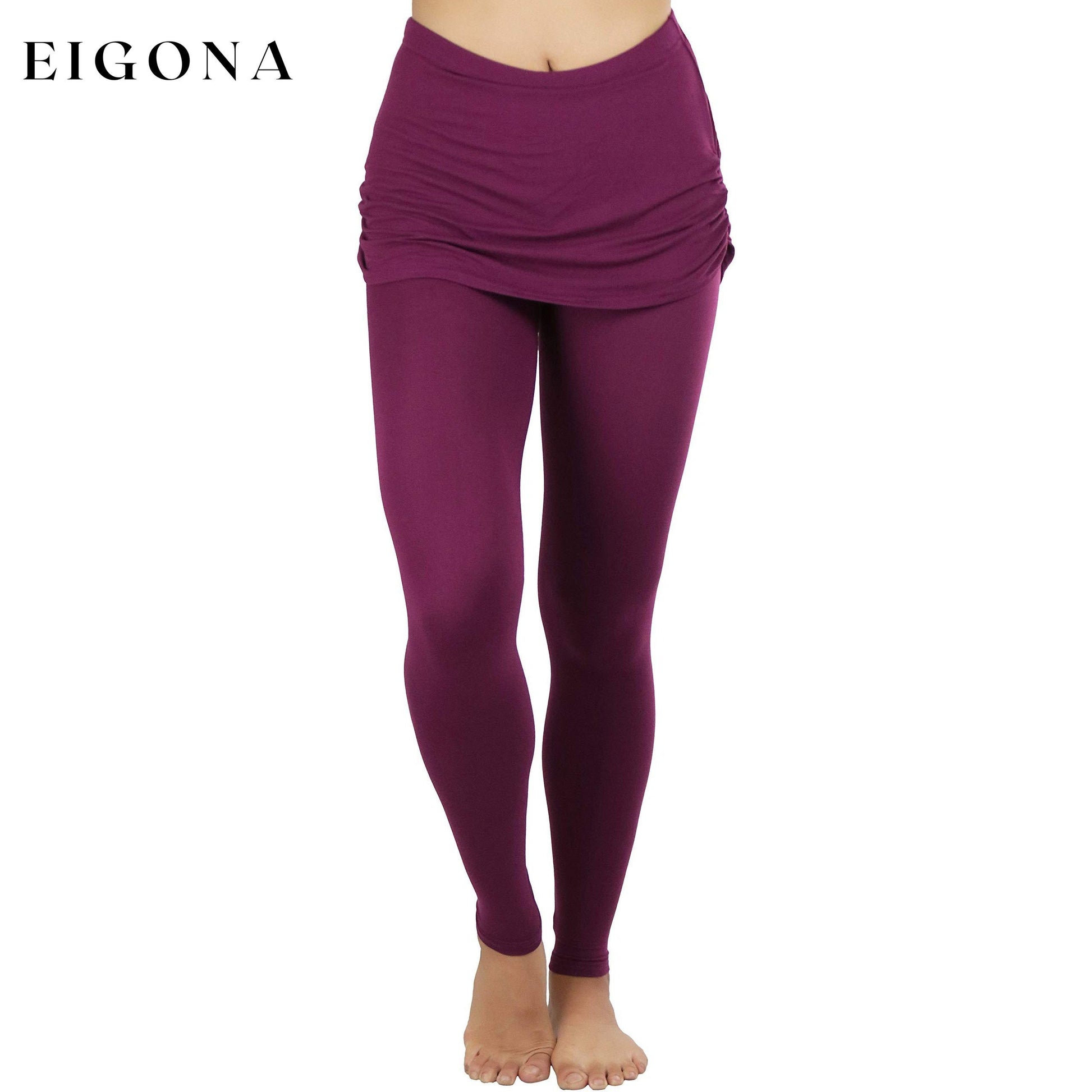 Women's Cotton-Blend Shirred Sides Skirted Ultra Smooth Leggings __stock:100 bottoms refund_fee:1200