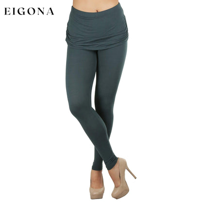 Women's Cotton-Blend Shirred Sides Skirted Ultra Smooth Leggings __stock:100 bottoms refund_fee:1200