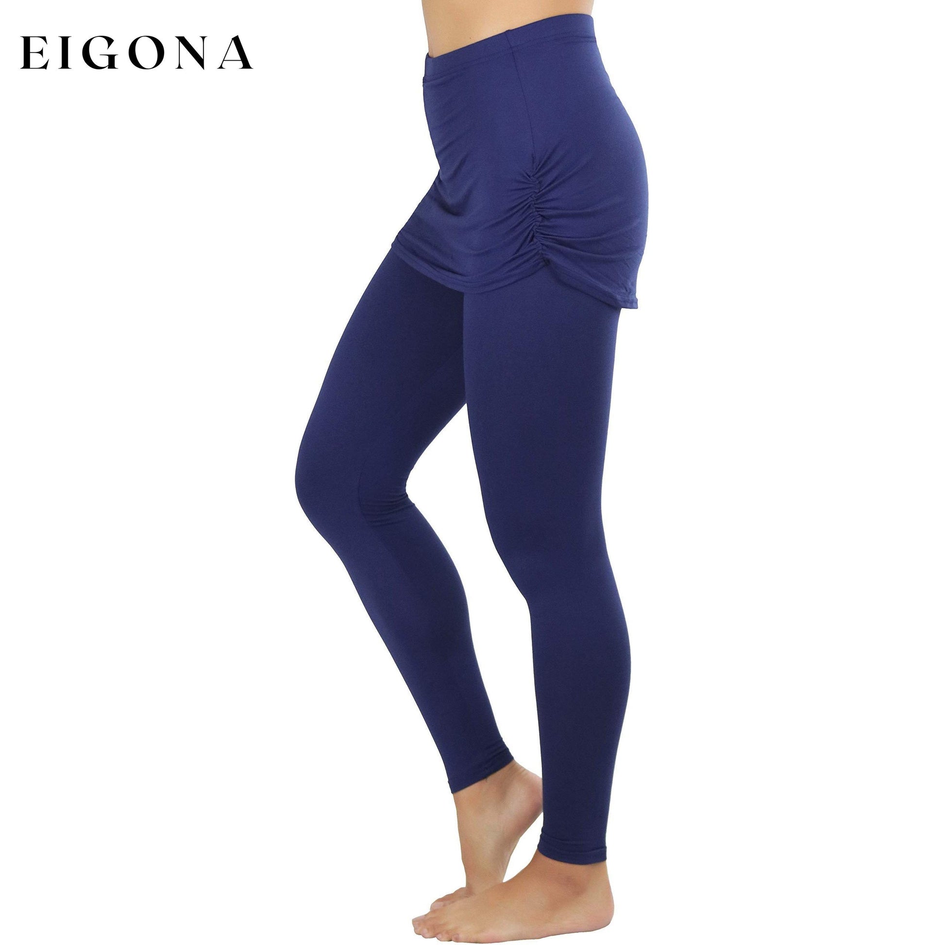 Women's Cotton-Blend Shirred Sides Skirted Ultra Smooth Leggings __stock:100 bottoms refund_fee:1200