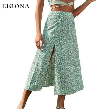 Women's A Line Long Skirt Green __stock:200 bottoms refund_fee:800