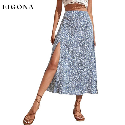 Women's A Line Long Skirt Light Blue __stock:200 bottoms refund_fee:800