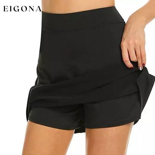 Women’s Active Stretch Running Sports Tennis Skirt Black __stock:100 bottoms refund_fee:800