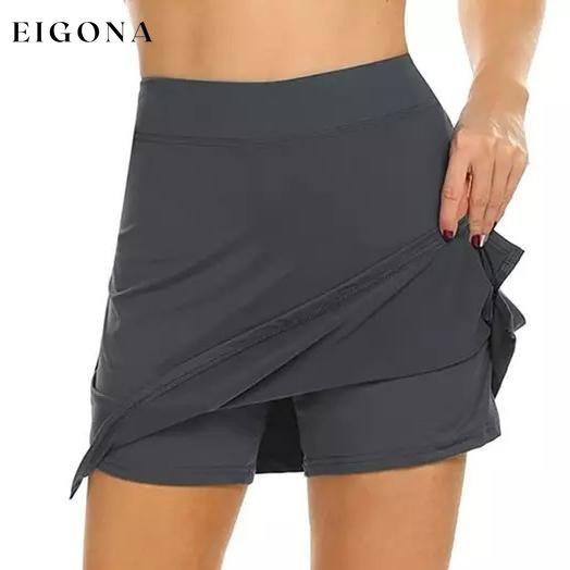 Women’s Active Stretch Running Sports Tennis Skirt Gray __stock:100 bottoms refund_fee:800